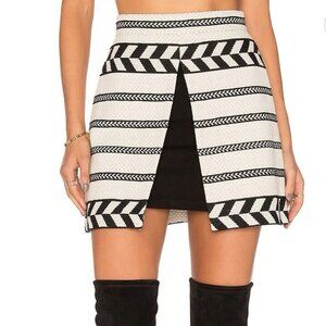 Alice + Olivia Black and White Striped Mini Skirt